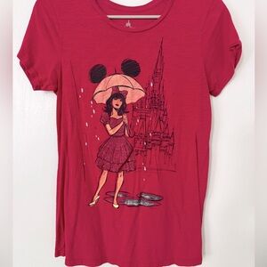 Disney Parks Castle Shirt Lady With Minnie Umbrella Size L
